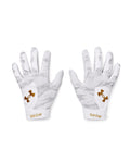 UA Clean Up Boys' Batting Gloves - White