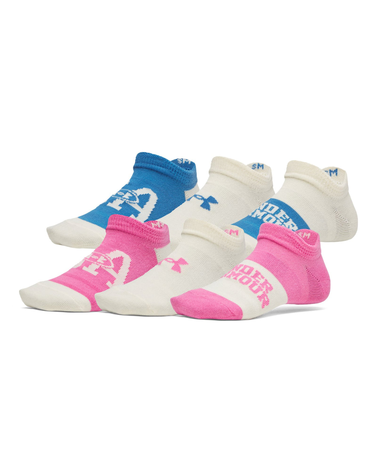 UA Essential Kids' 6-Pack No-Show Socks - Pink