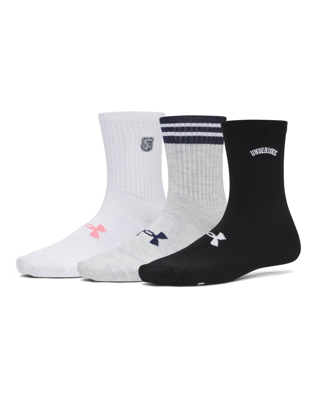 UA Essential Women's 3-Pack Mid Crew Socks - White