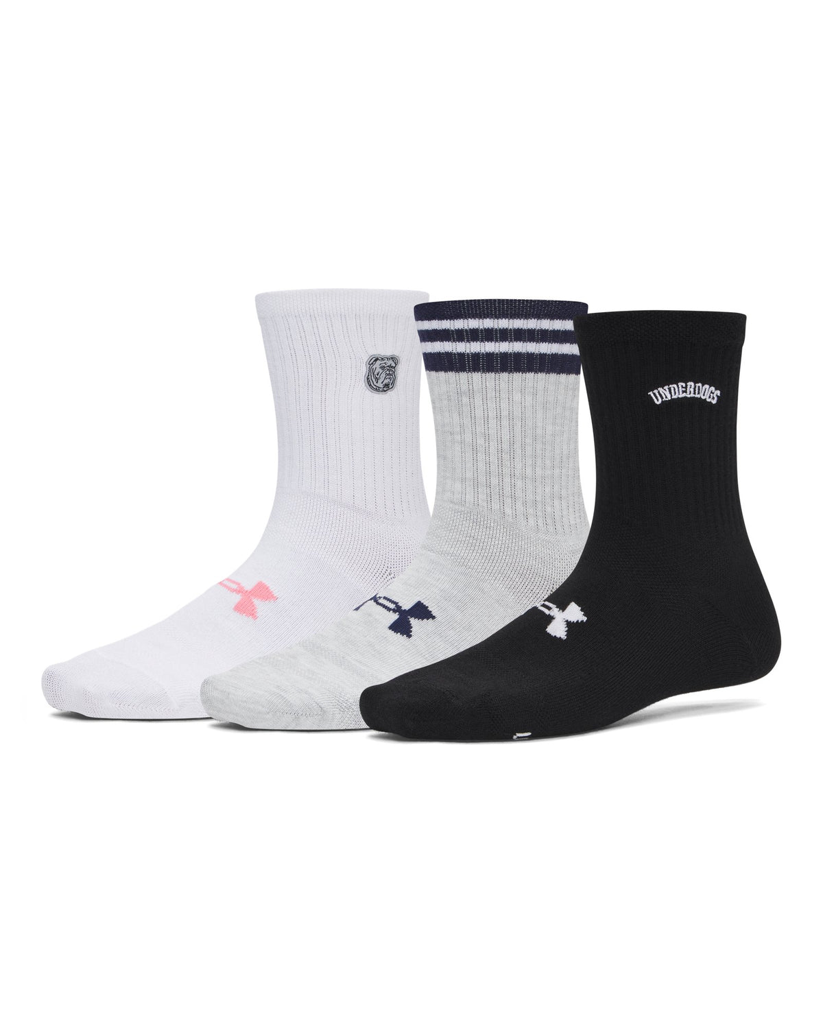 UA Essential Women's 3-Pack Mid Crew Socks - White