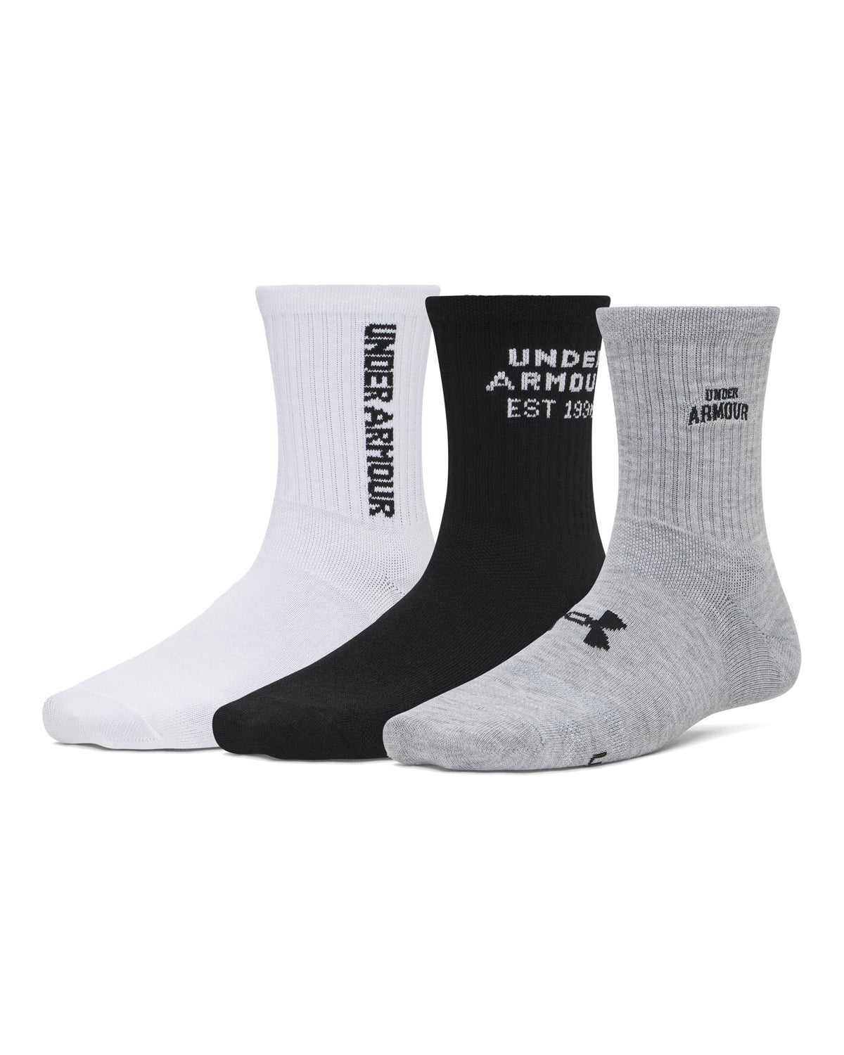 UA Essential Women's 3-Pack Mid Crew Socks - Gray