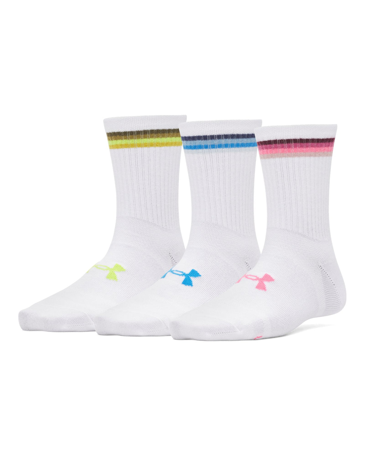 UA Essential Women's 3-Pack Mid Crew Socks - White