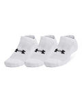 UA Training Cotton Unisex 3-Pack No Show Socks - White
