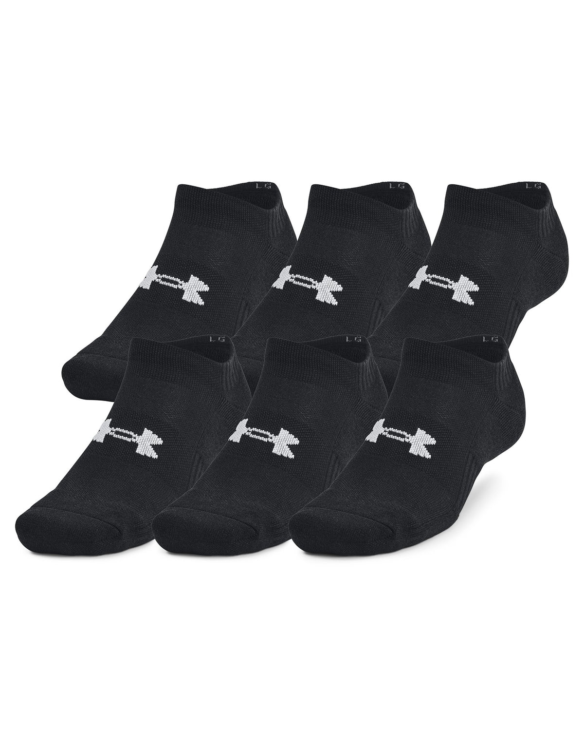 UA Training Cotton Unisex 6-Pack No Show Socks - Black