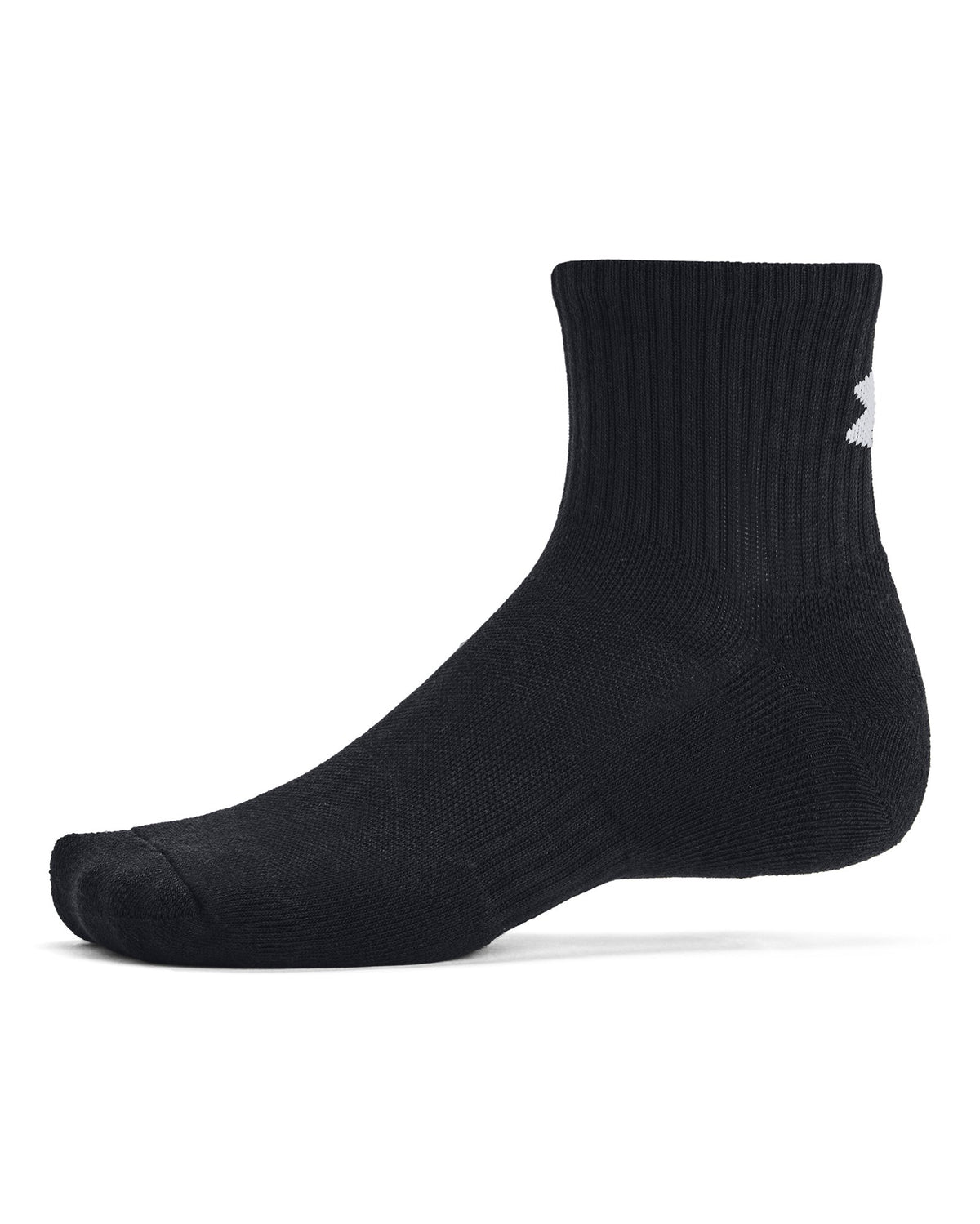 UA Training Cotton Unisex 6-Pack Quarter Socks - Black
