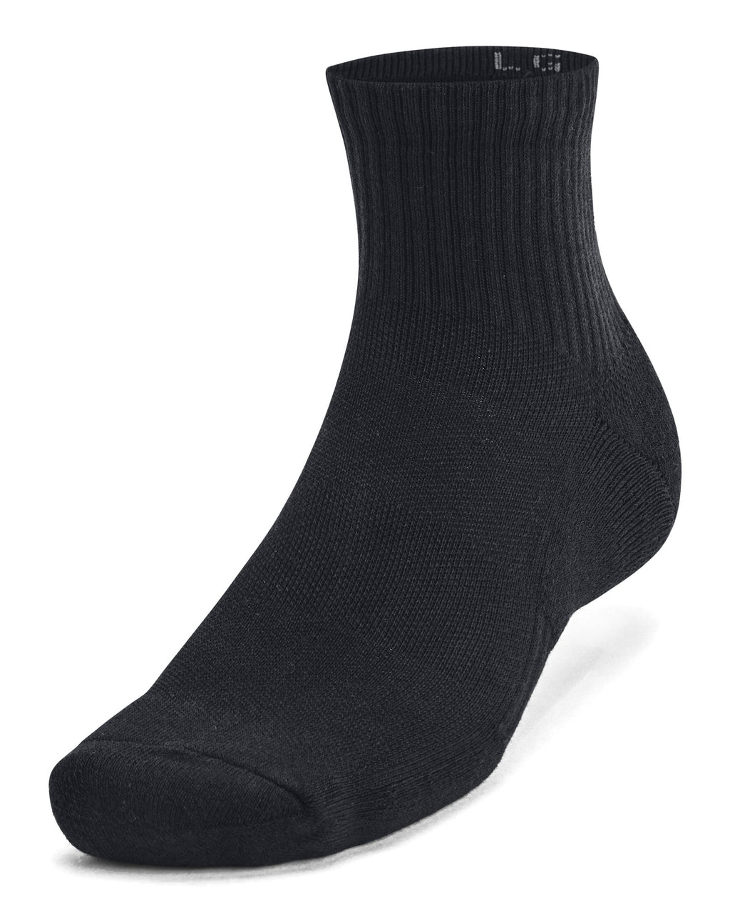 UA Training Cotton Unisex 6-Pack Quarter Socks - Black