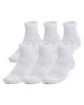UA Training Cotton Unisex 6-Pack Quarter Socks - White