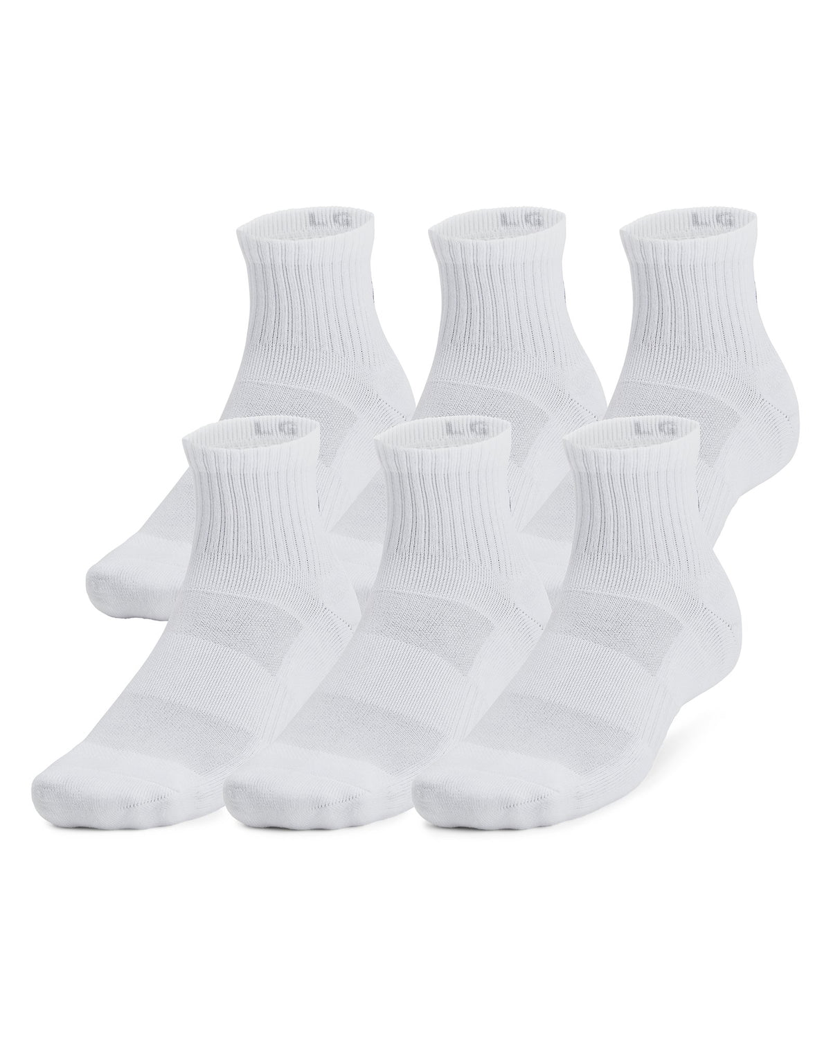 UA Training Cotton Unisex 6-Pack Quarter Socks - White