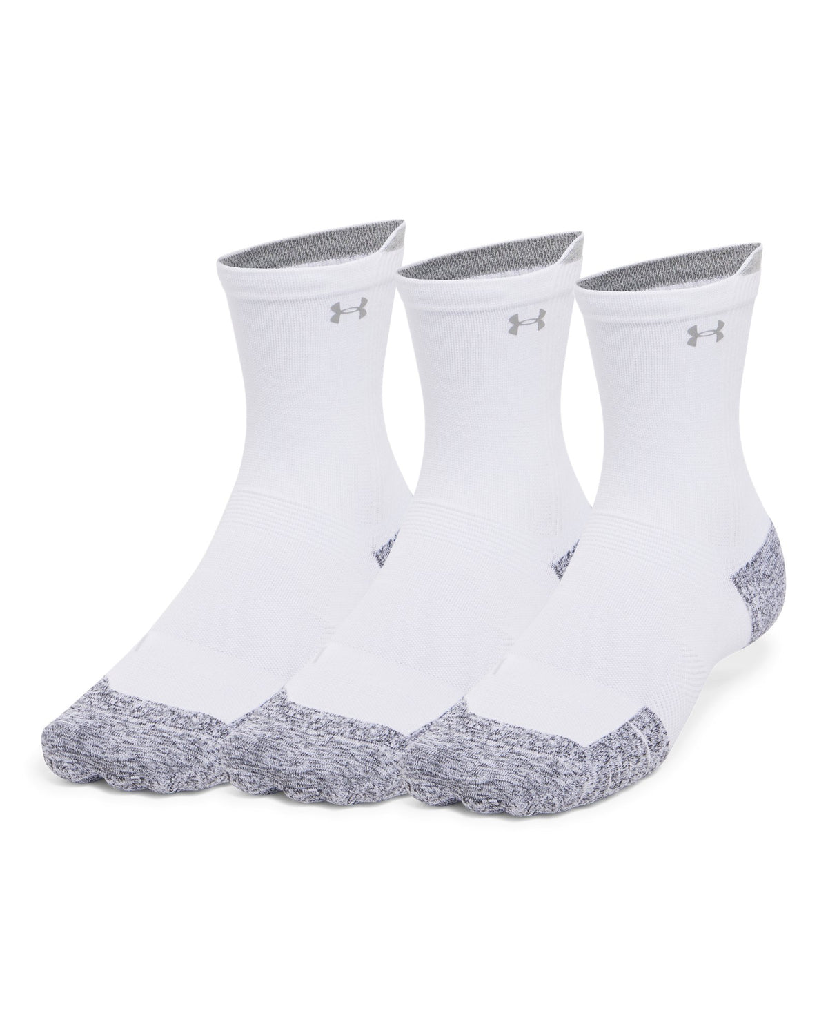 UA ArmourDry® Run Cushion Unisex 3-Pack Mid-Crew Socks - White