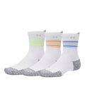 UA ArmourDry® Run Cushion Unisex 3-Pack Mid-Crew Socks - White