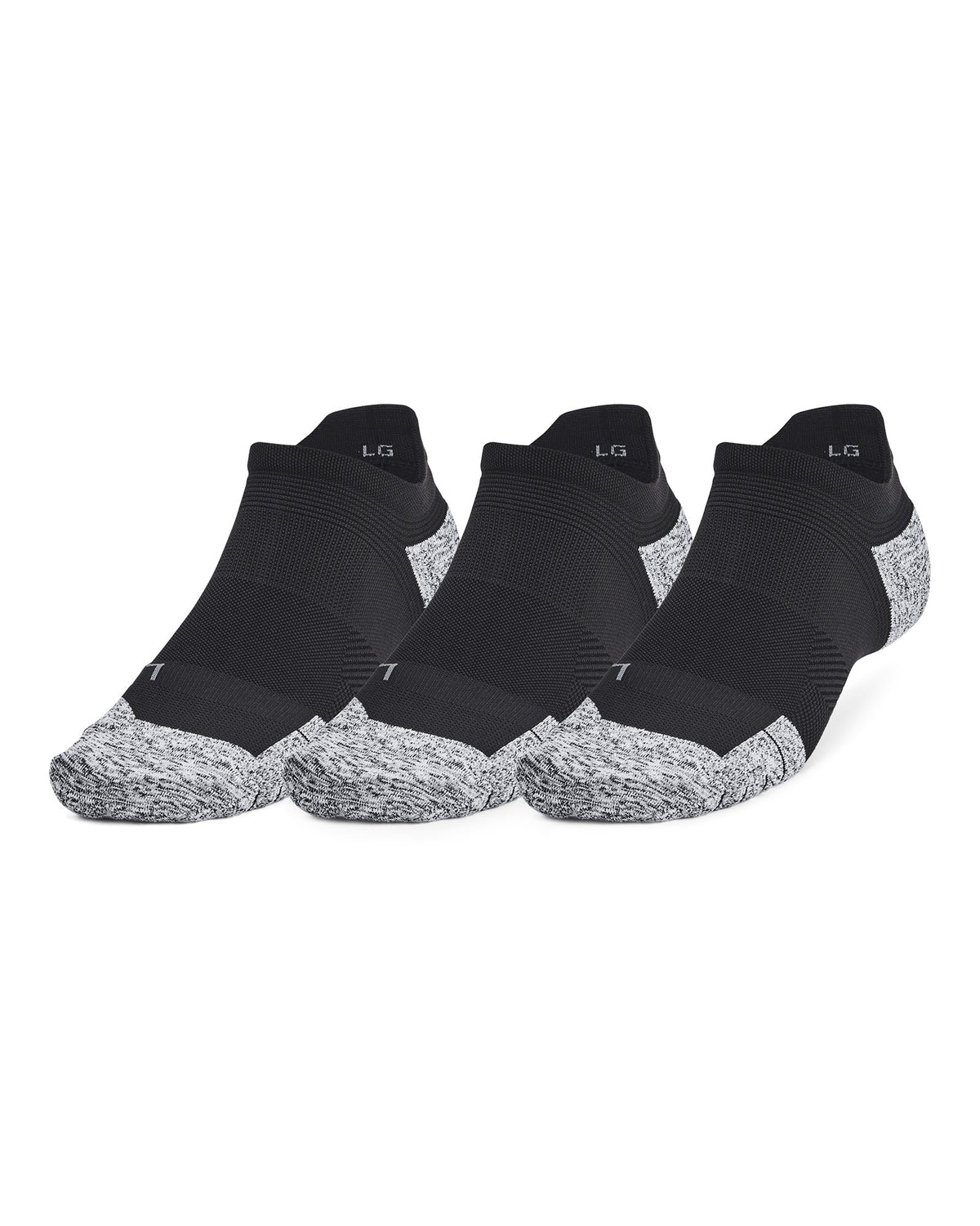 UA ArmourDry® Unisex Run Cushion 3-Pack No Show Socks - Black
