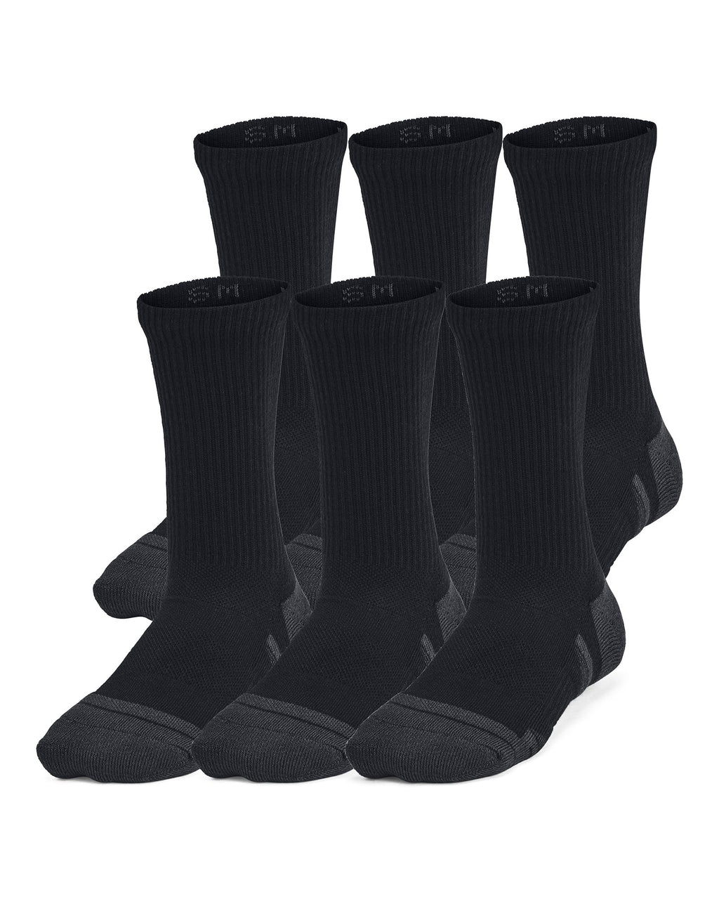 UA Performance Tech Kids' 6-Pack Crew Socks - Black