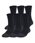 UA Performance Tech Kids' 6-Pack Crew Socks - Black