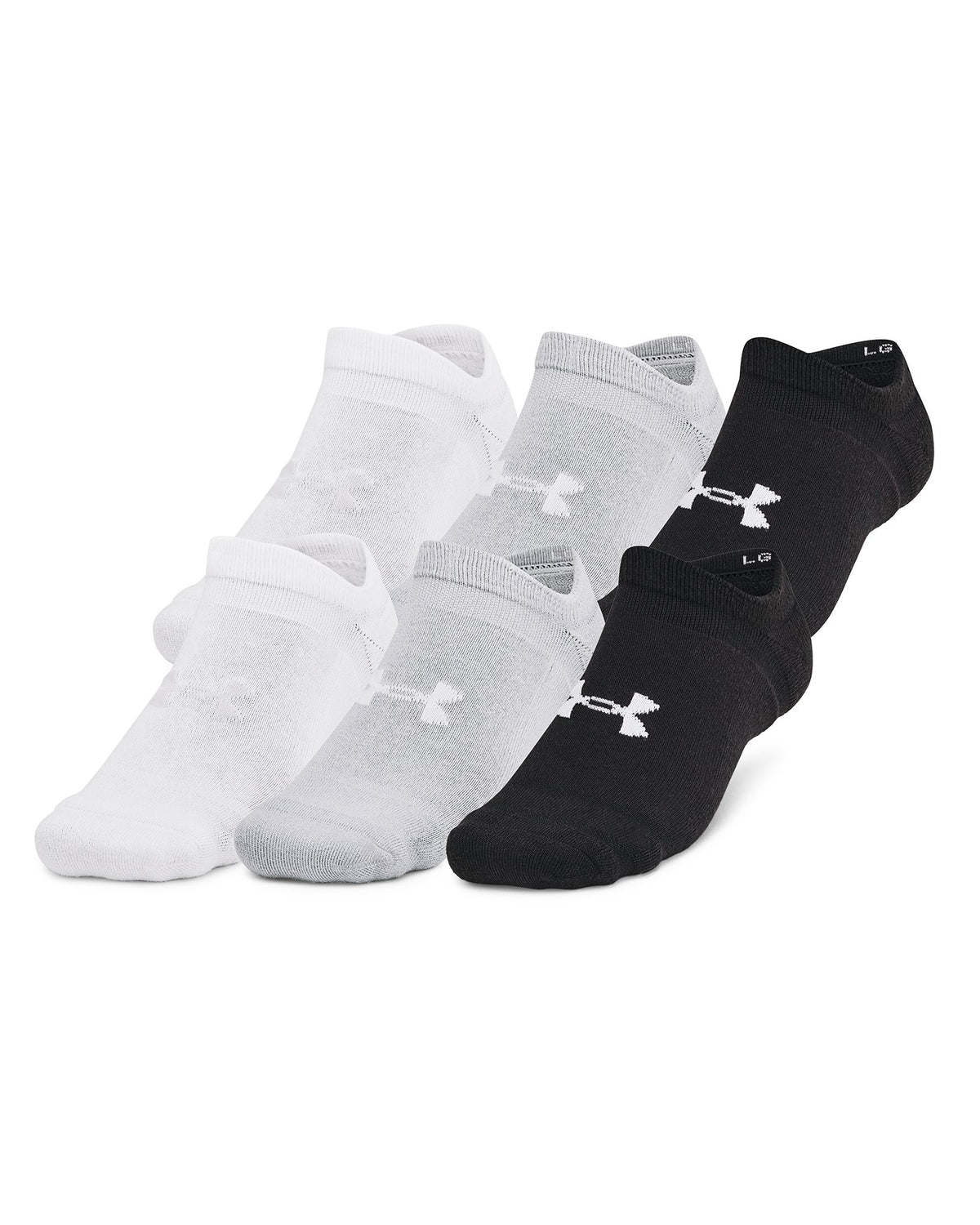 UA Essential Cushion Unisex 6-Pack No Show Socks - Black