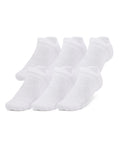 UA Essential Cushion Unisex 6-Pack No Show Socks - White