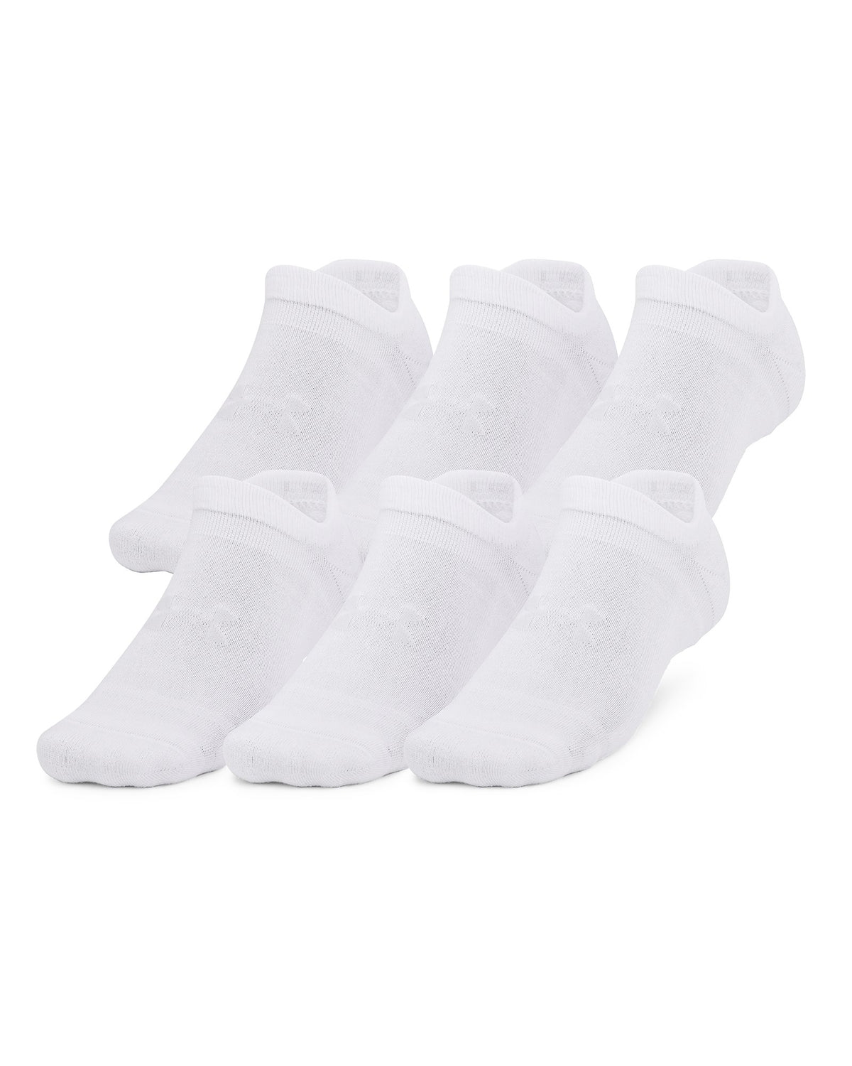 UA Essential Cushion Unisex 6-Pack No Show Socks - White