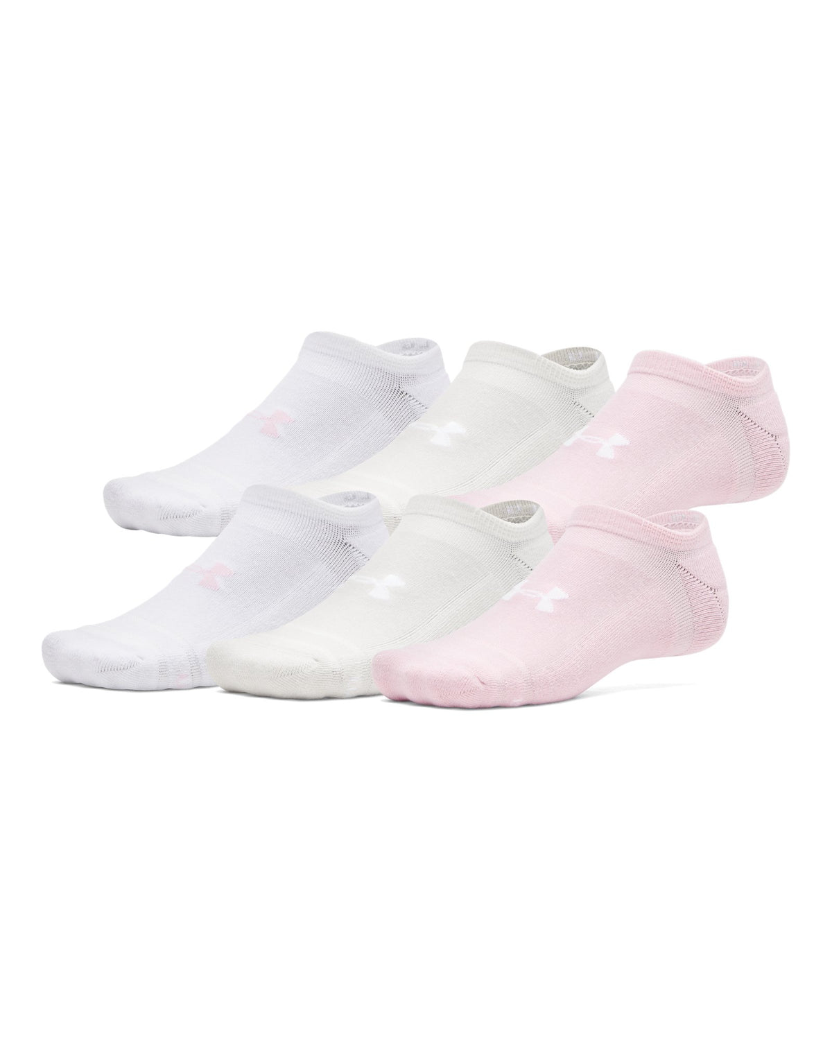 UA Essential Cushion Unisex 6-Pack No Show Socks - Pink