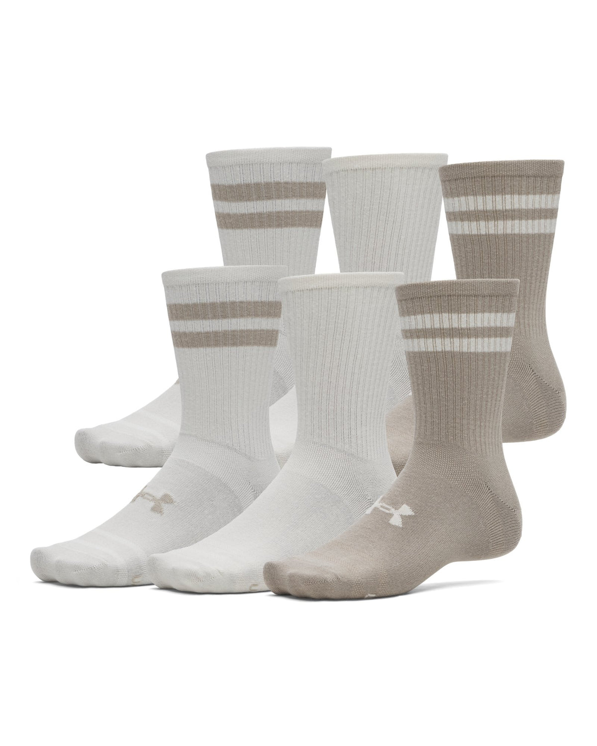 UA Essential Unisex 6-Pack Crew Socks - Brown