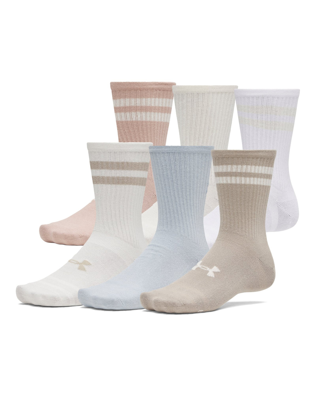 UA Essential Unisex 6-Pack Crew Socks - Brown