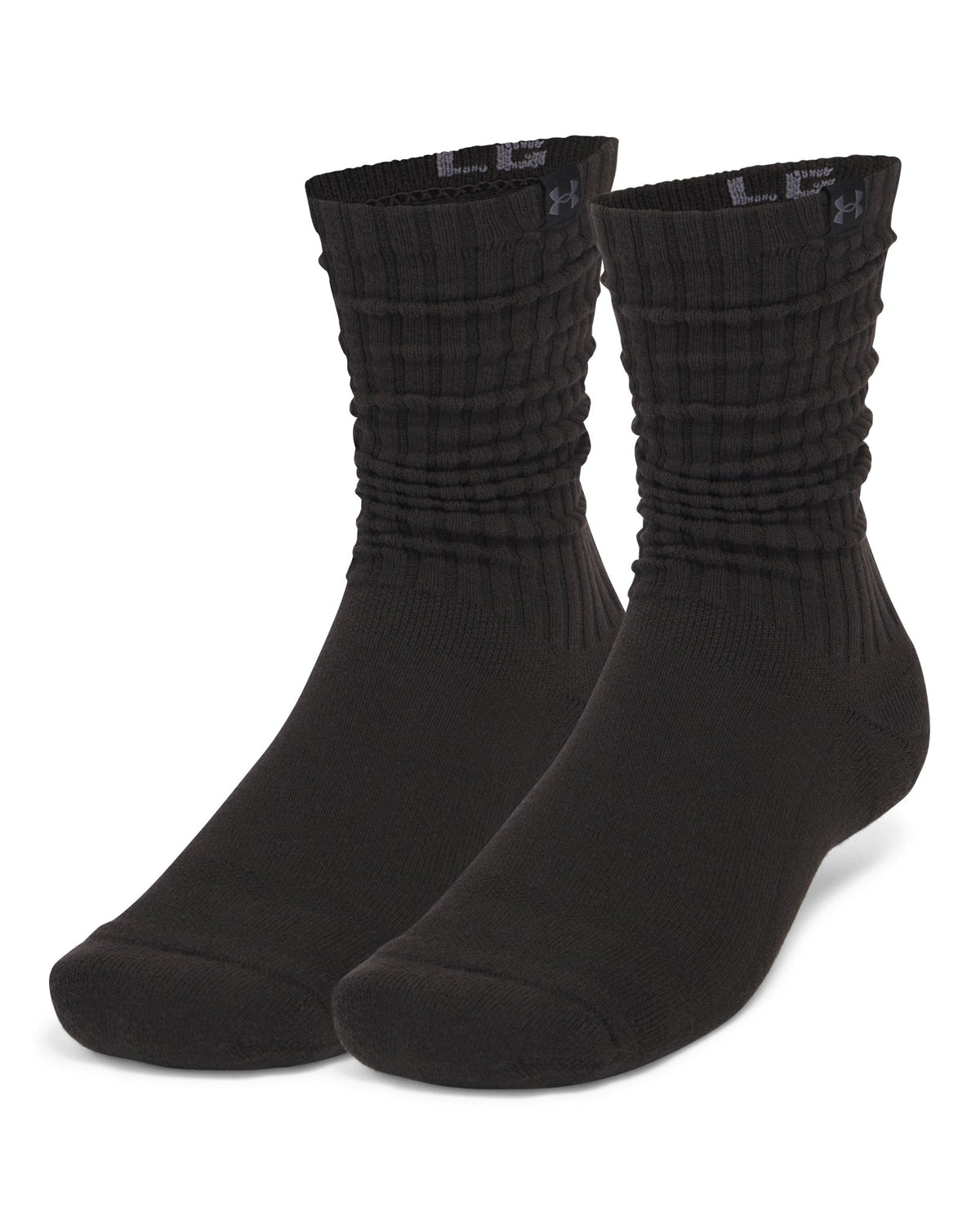 UA Sportstyle Cotton Scrunch Unisex 2-Pack Crew Socks - Black