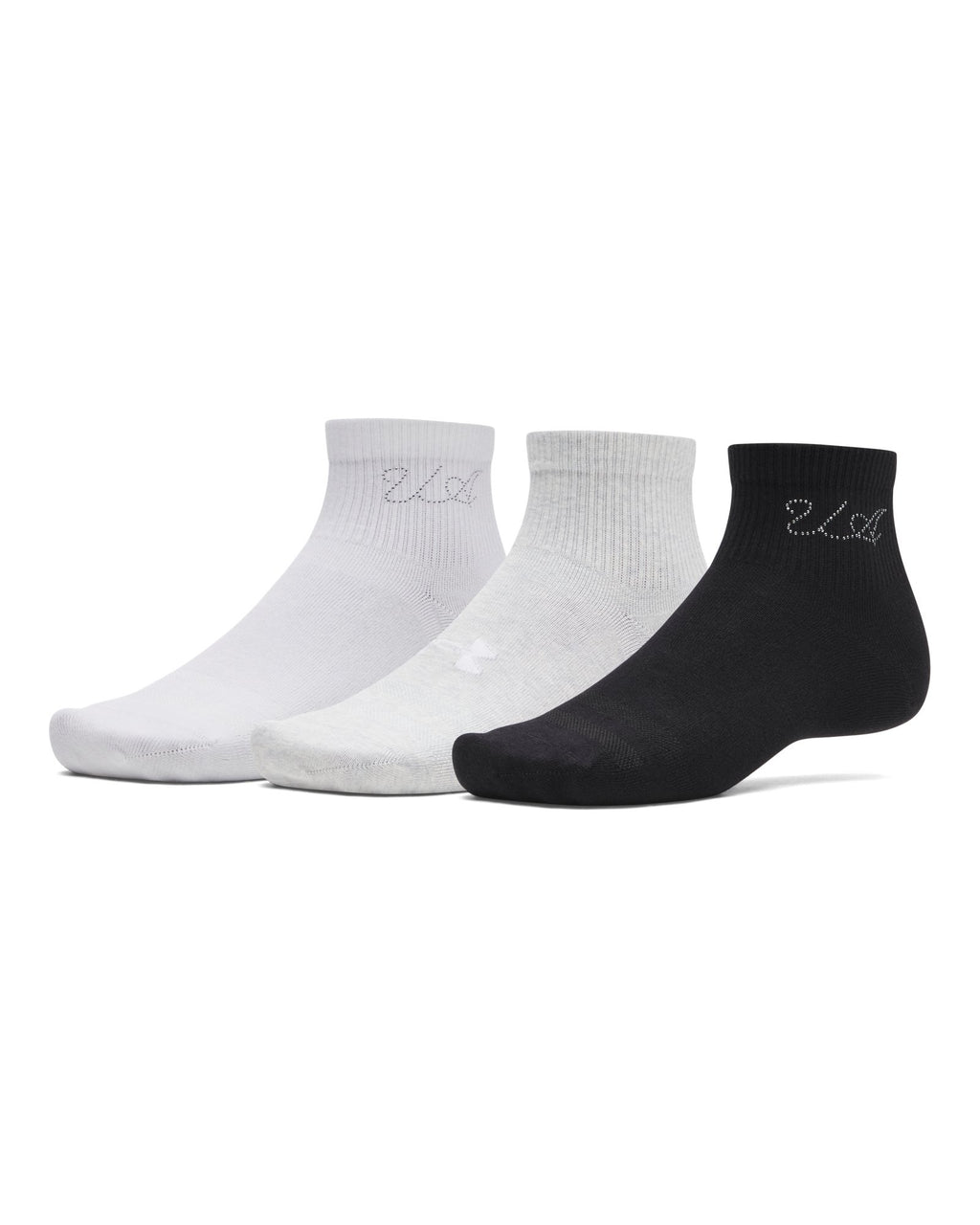 UA Sportstyle Cotton Unisex 3-Pack Quarter Socks - White