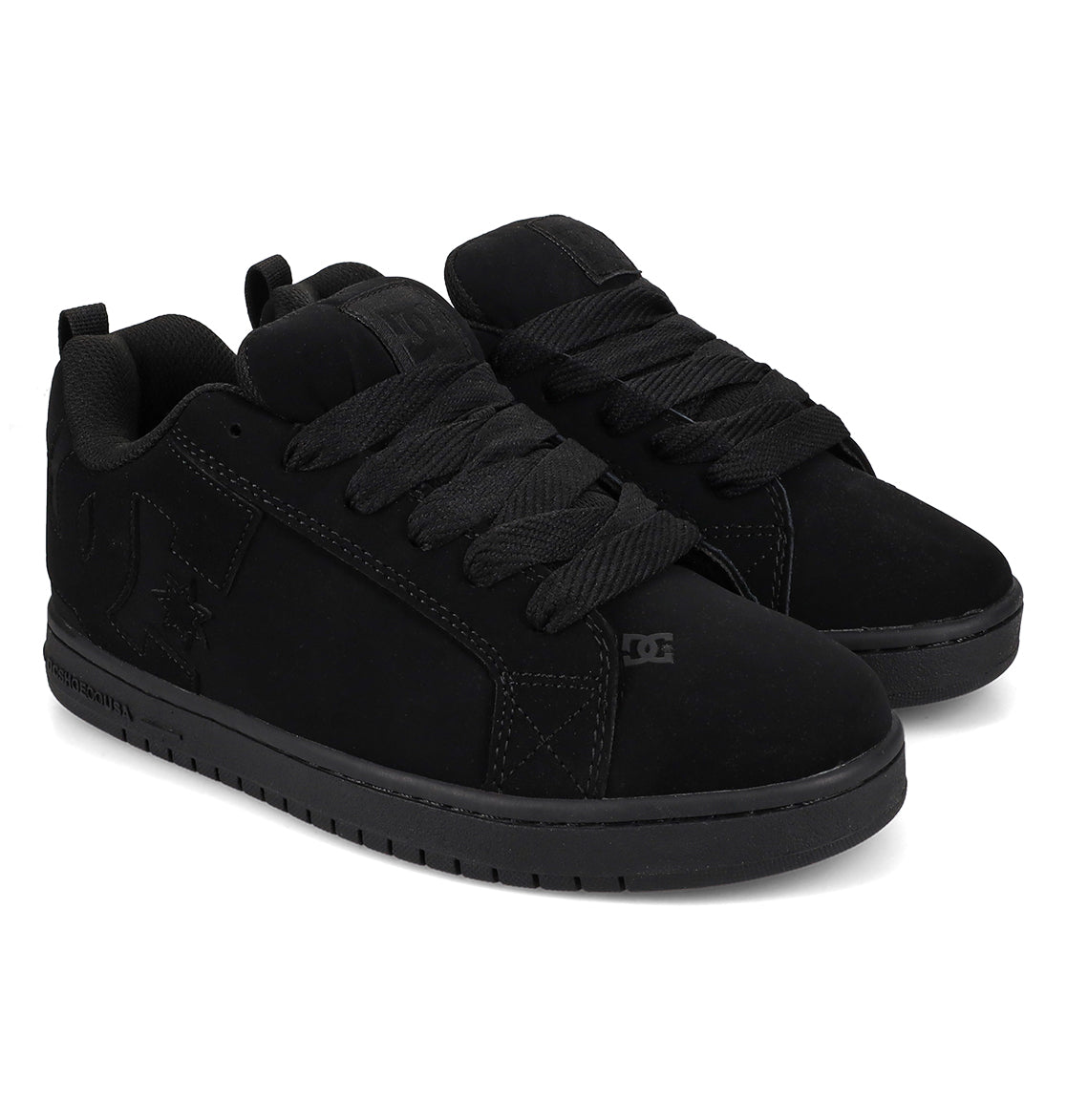 Pair of black sneakers on a white background
