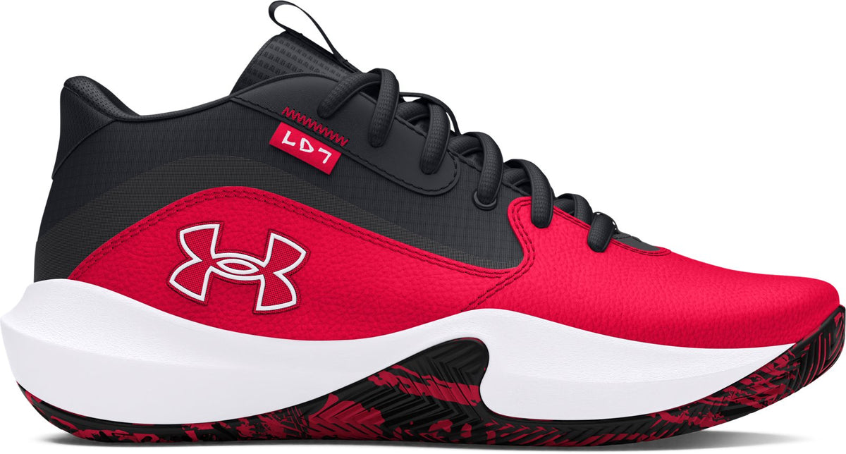 UA Lockdown 7 Grade School Basketball Shoes - Red