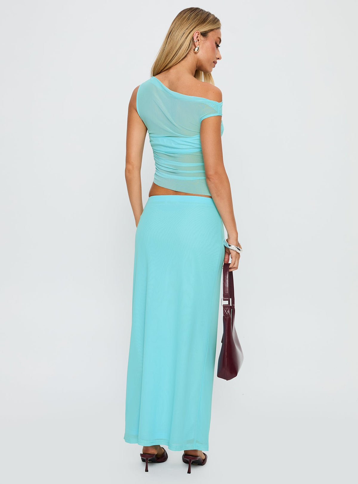 Aristocrat One Shoulder Mesh Set Blue