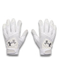 UA Clean Up Boys' Batting Gloves - White