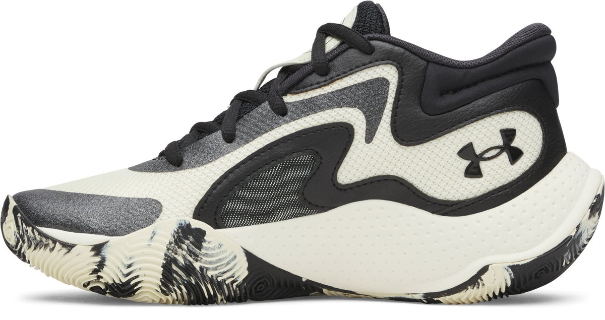 UA Jet '25 Grade School Basketball Shoes - White
