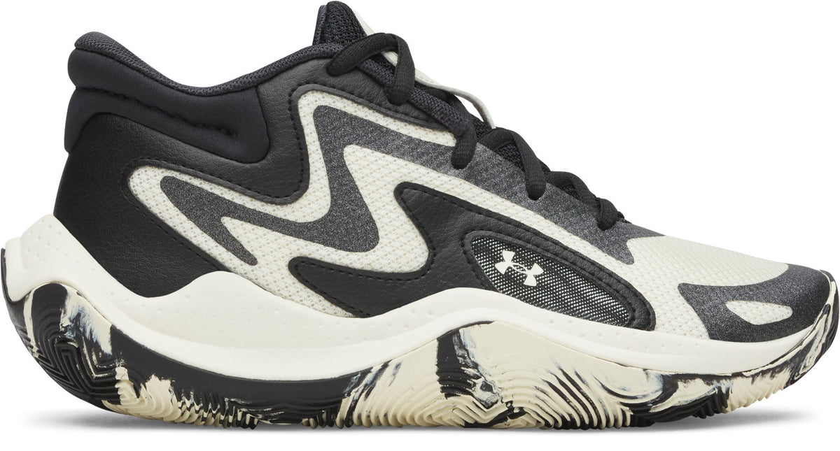 UA Jet '25 Grade School Basketball Shoes - White