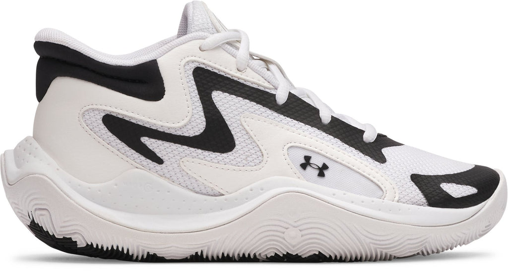 UA Jet '25 Grade School Basketball Shoes - White