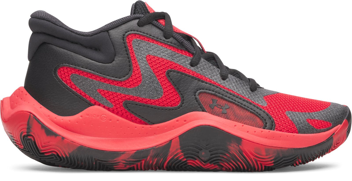UA Jet '25 Grade School Basketball Shoes - Red