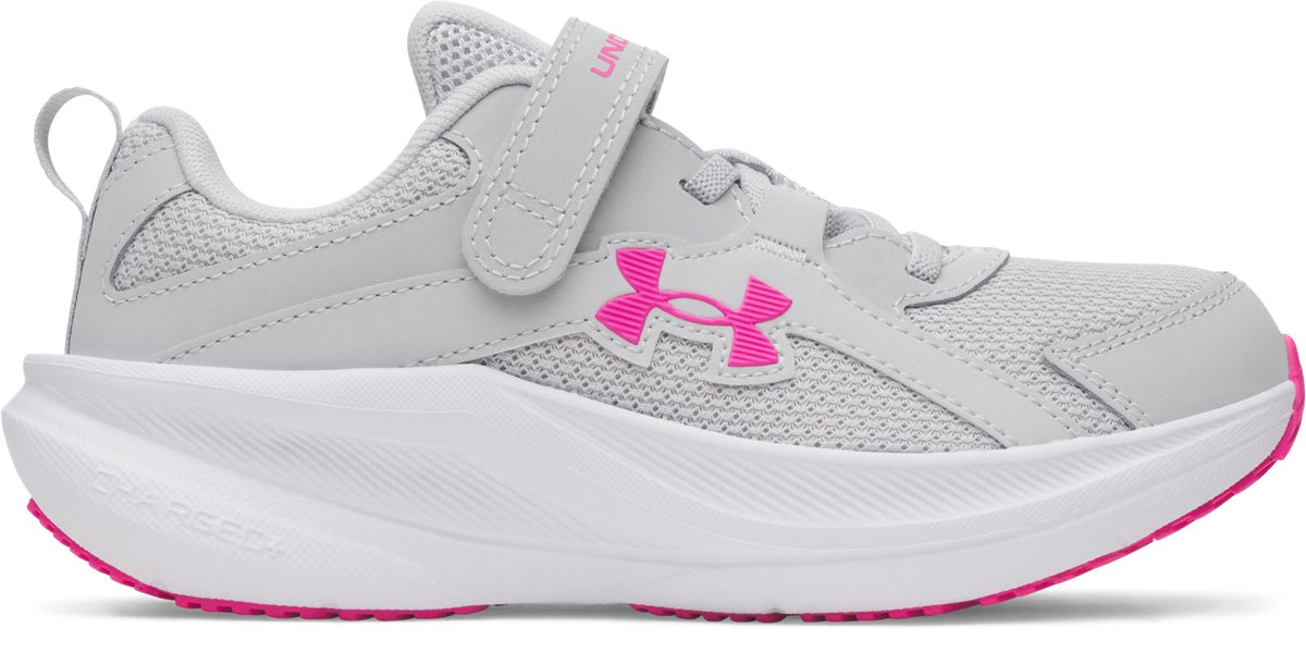 UA Charged+ Assert 11 Girls' Pre-School Running Shoes - Gray