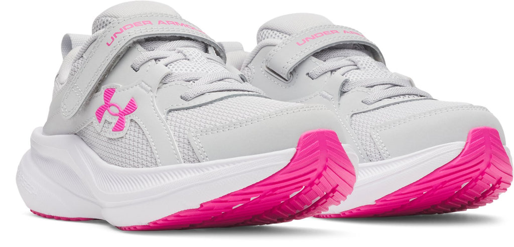 UA Charged+ Assert 11 Wide Girls' Pre-School Running Shoes - Gray