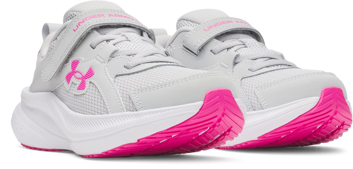 UA Charged+ Assert 11 Wide Girls' Pre-School Running Shoes - Gray