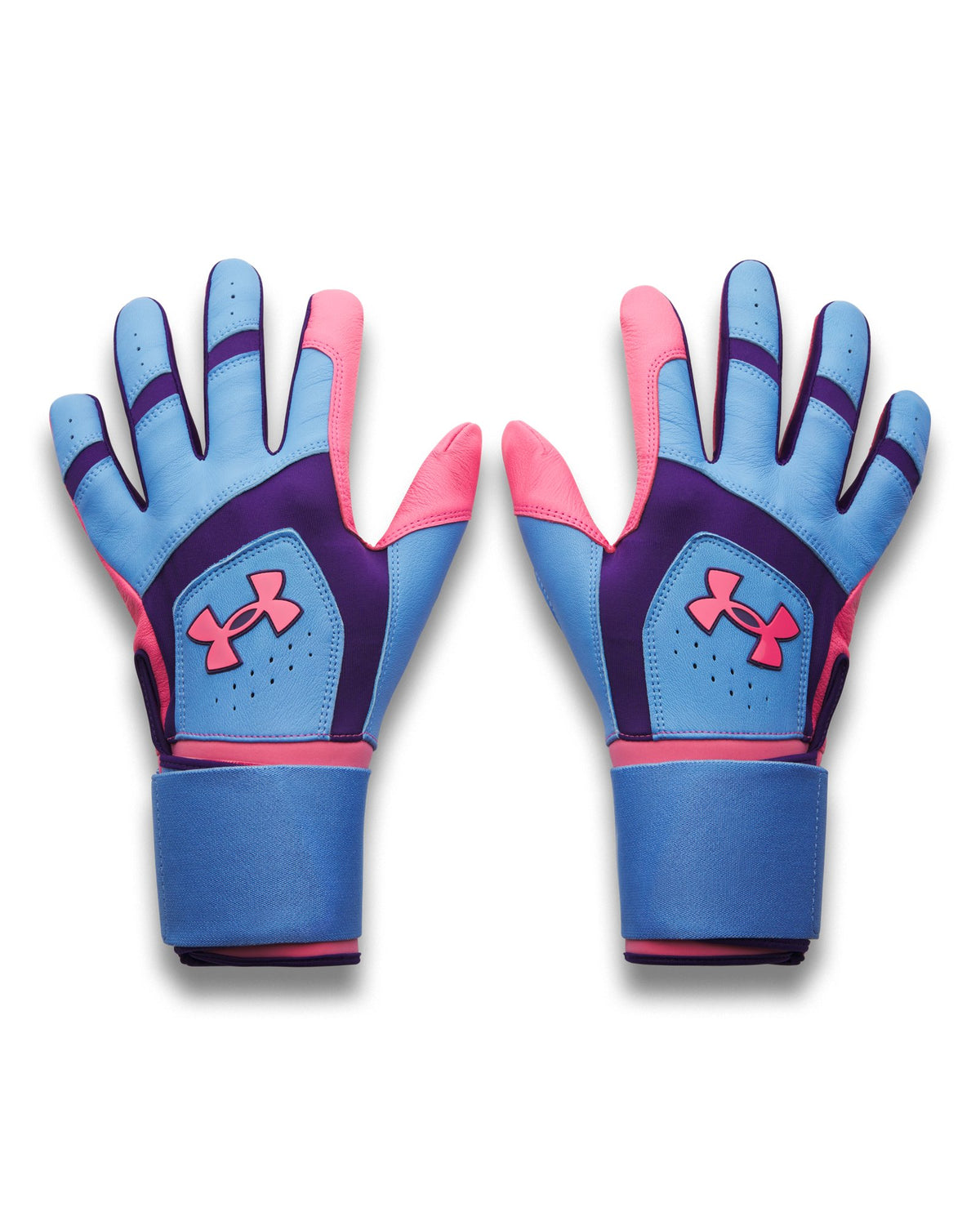 UA Yard 10 Long Cuff Men's Batting Gloves - Blue