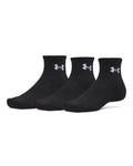 UA Performance Cotton Unisex 3-Pack Quarter Socks - Black