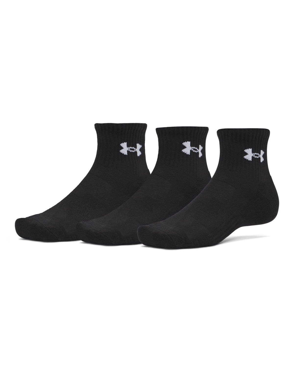 UA Performance Cotton Unisex 3-Pack Quarter Socks - Black