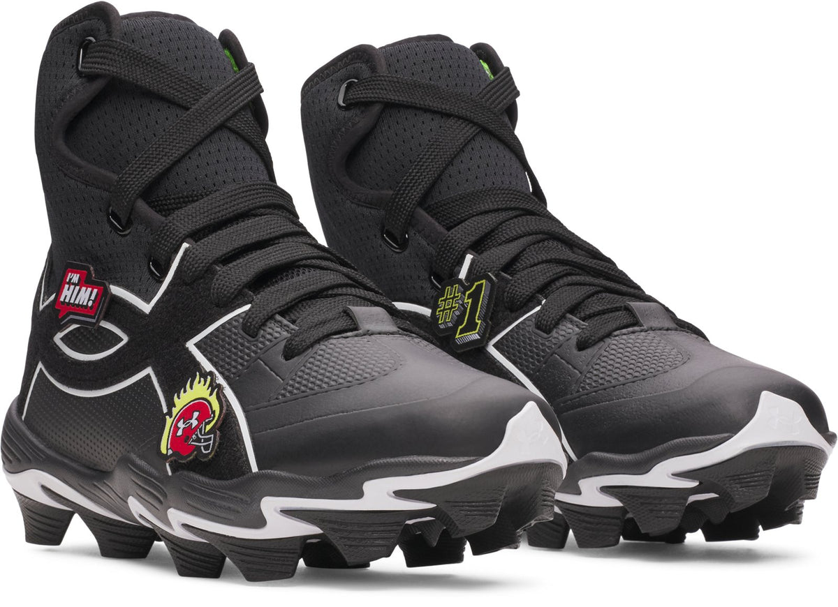 UA Spotlight Icon High RM Jr. Patches Kids' Football Cleats - Black
