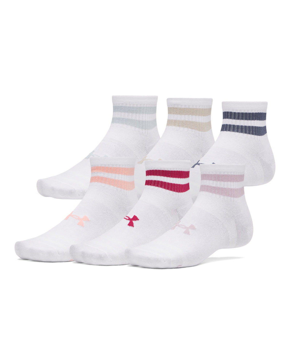 UA Essential Unisex 6-Pack Quarter Socks - White
