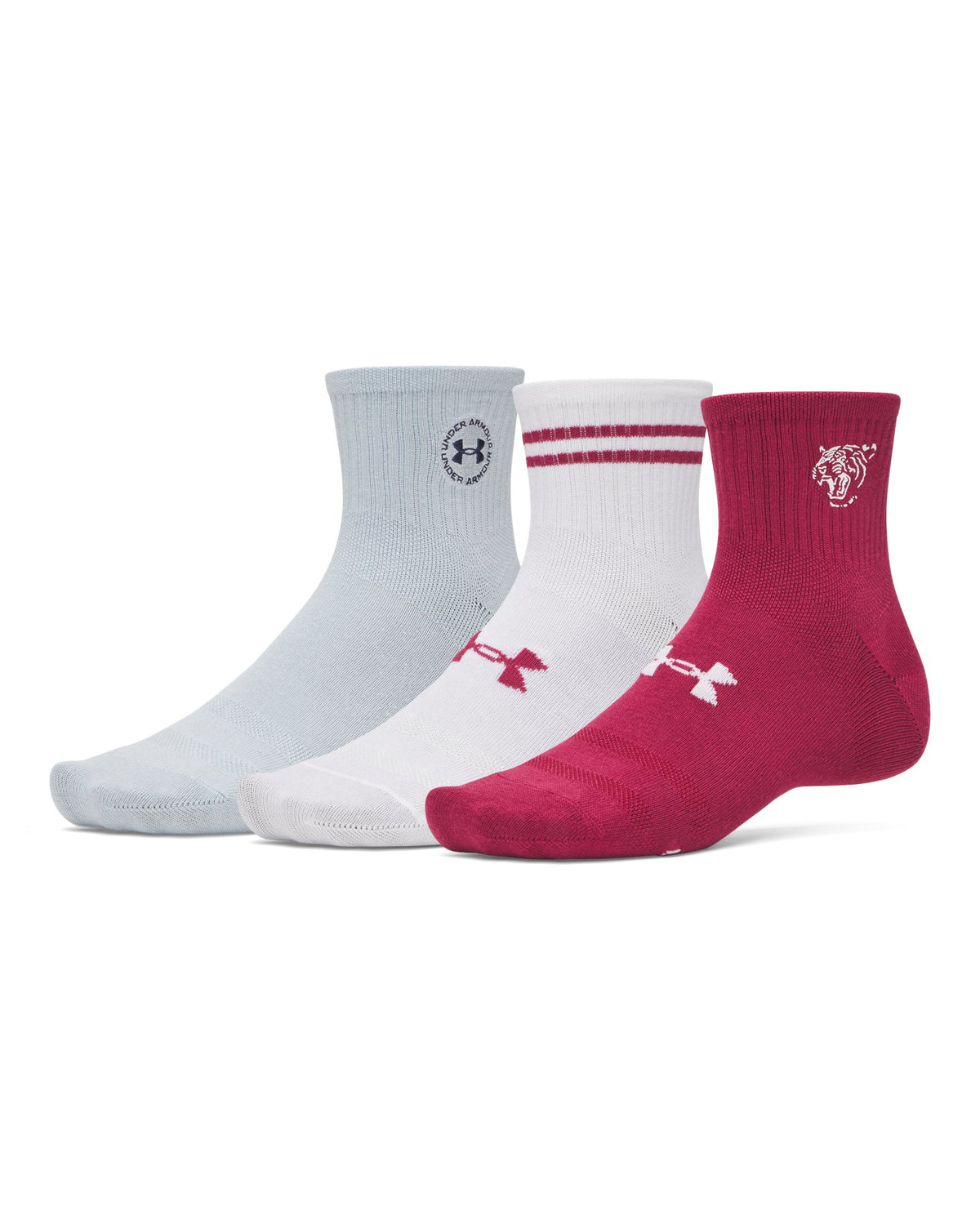 UA Essential Unisex 3-Pack Quarter Socks - Red
