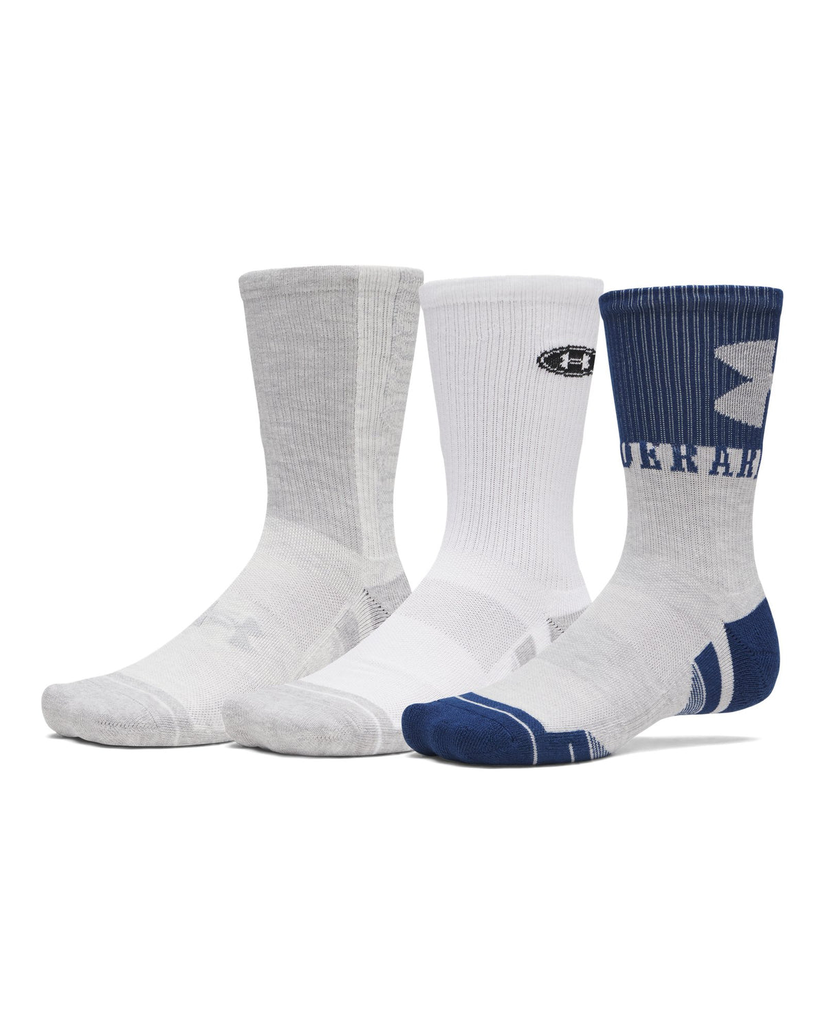 UA Performance Tech Unisex 3-Pack Crew Socks - Blue