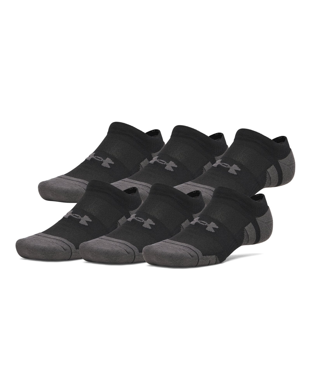 UA Performance Tech Unisex 6-Pack No Show Socks - Black