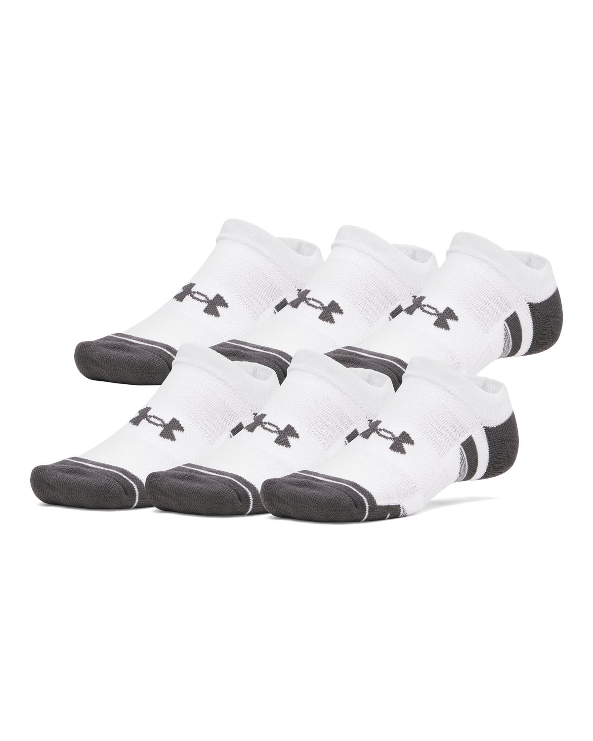 UA Performance Tech Unisex 6-Pack No Show Socks - White