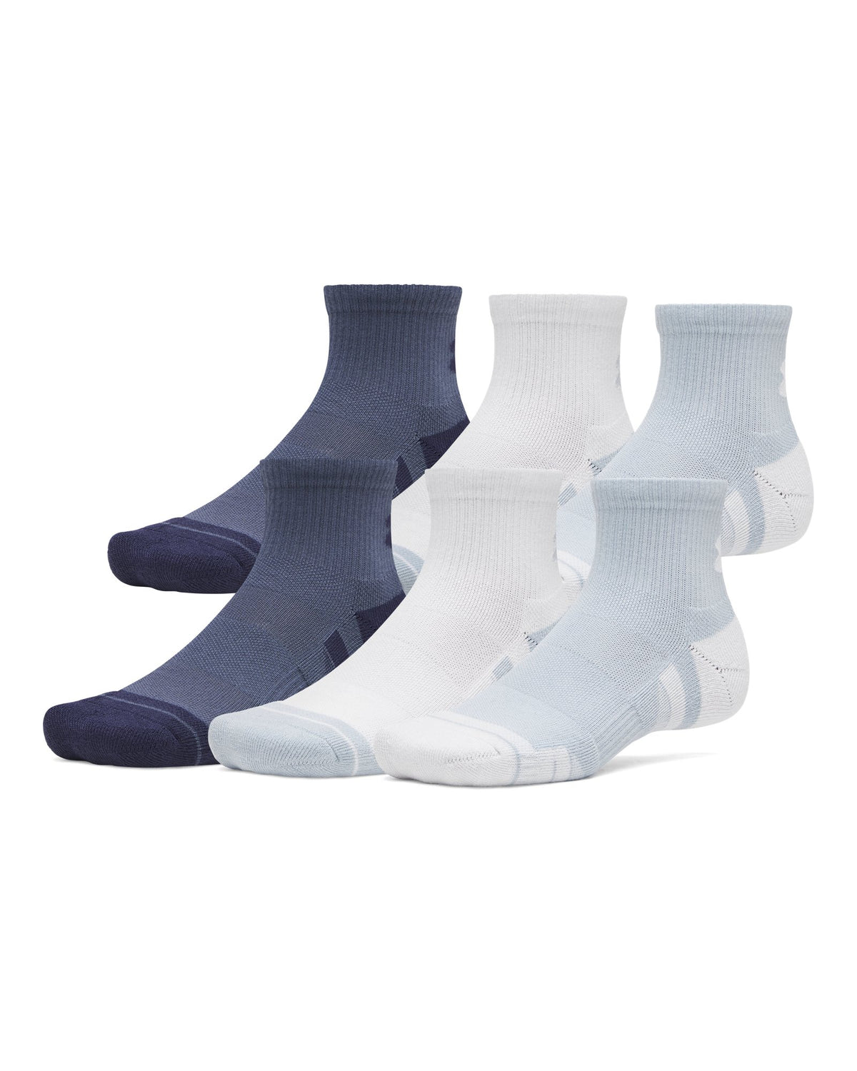 UA Performance Tech Unisex 6-Pack Quarter Socks - Blue
