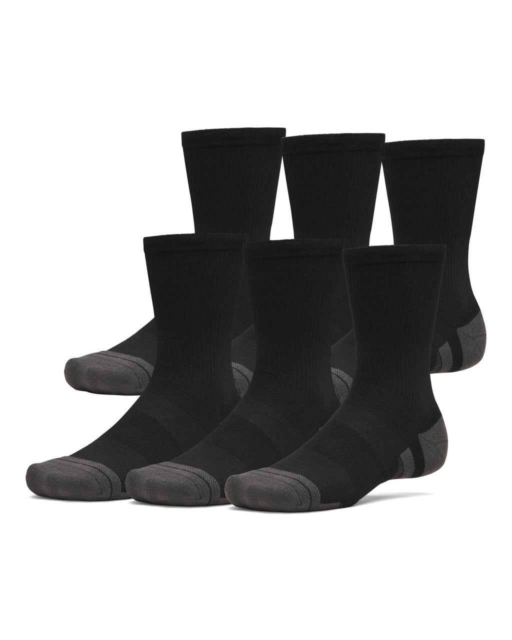 UA Performance Tech Unisex 6-Pack Crew Socks - Black