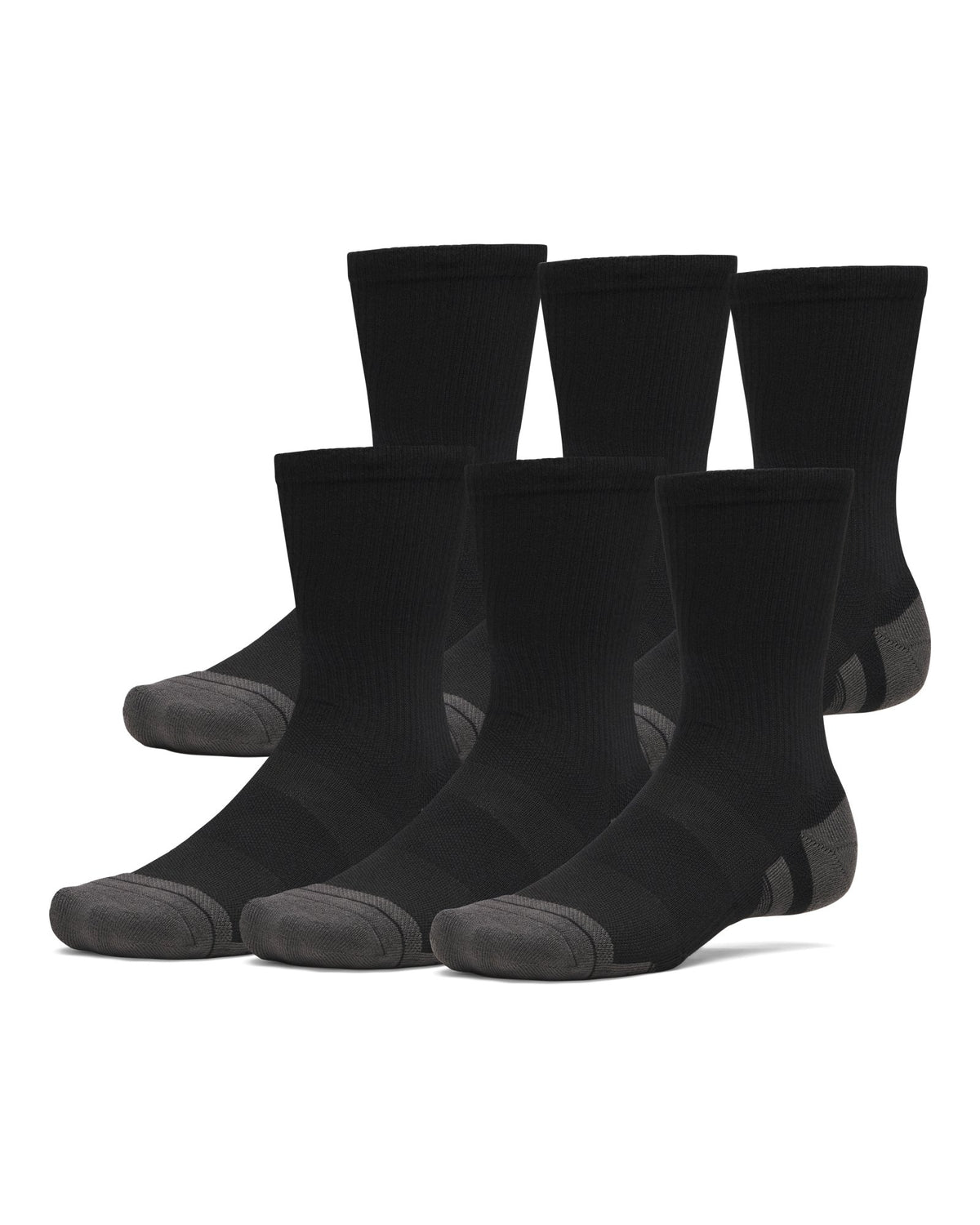 UA Performance Tech Unisex 6-Pack Crew Socks - Black