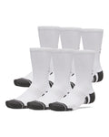 UA Performance Tech Unisex 6-Pack Crew Socks - White