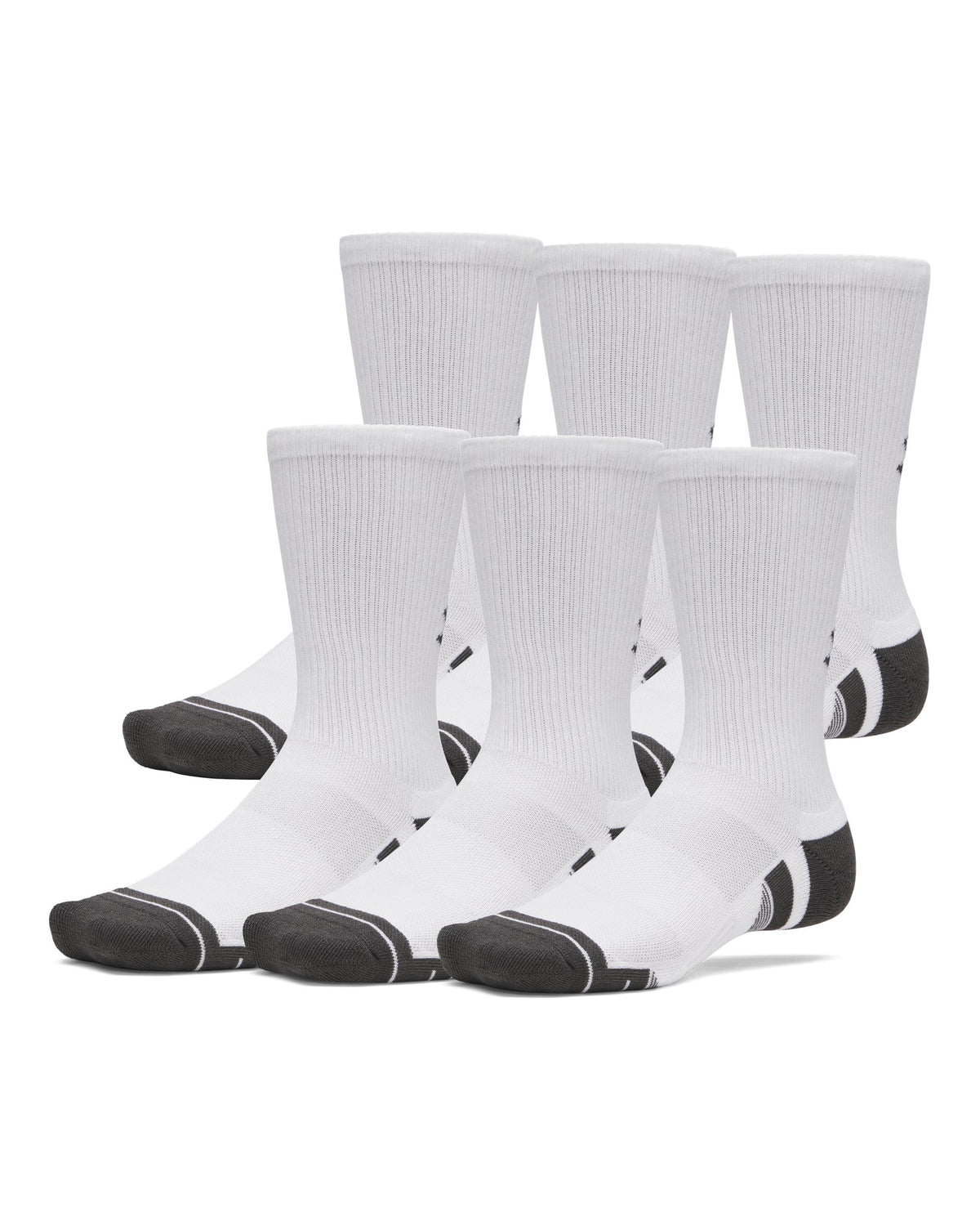 UA Performance Tech Unisex 6-Pack Crew Socks - White
